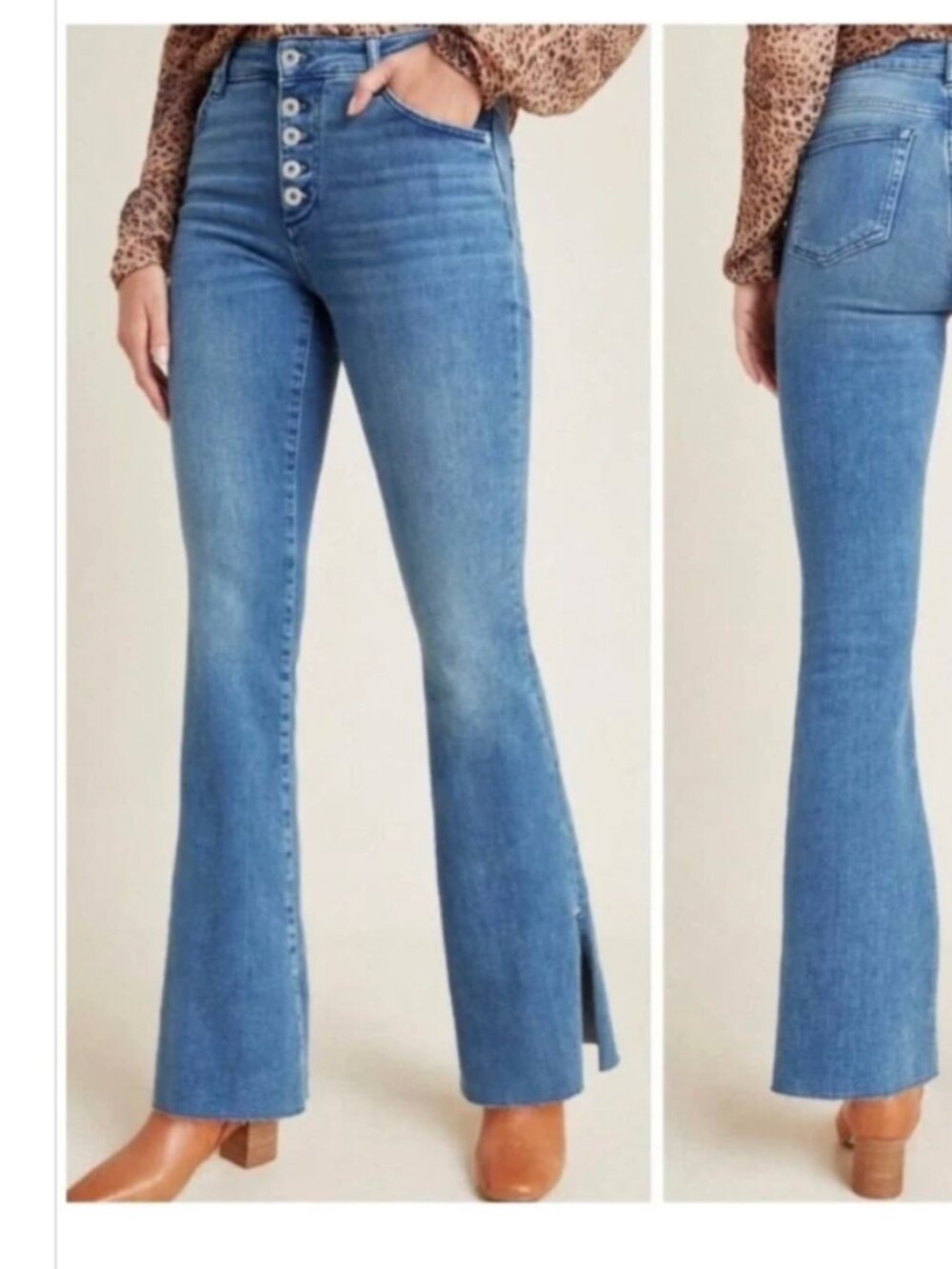 Pilcro Anthropologie Jeans 27 High Rise Skinny Bootcut Slit Raw Hem Button Fly